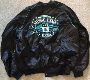 Vintage 1991 Black National Finals Rodeo America Las Vegas XL Bomber Jacket NFR - Picture 1 of 9