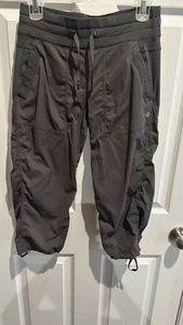 Pantalone Lululemon donna grigio studio gamba increspata coulisse yoga atletico TG S - Foto 1 di 9