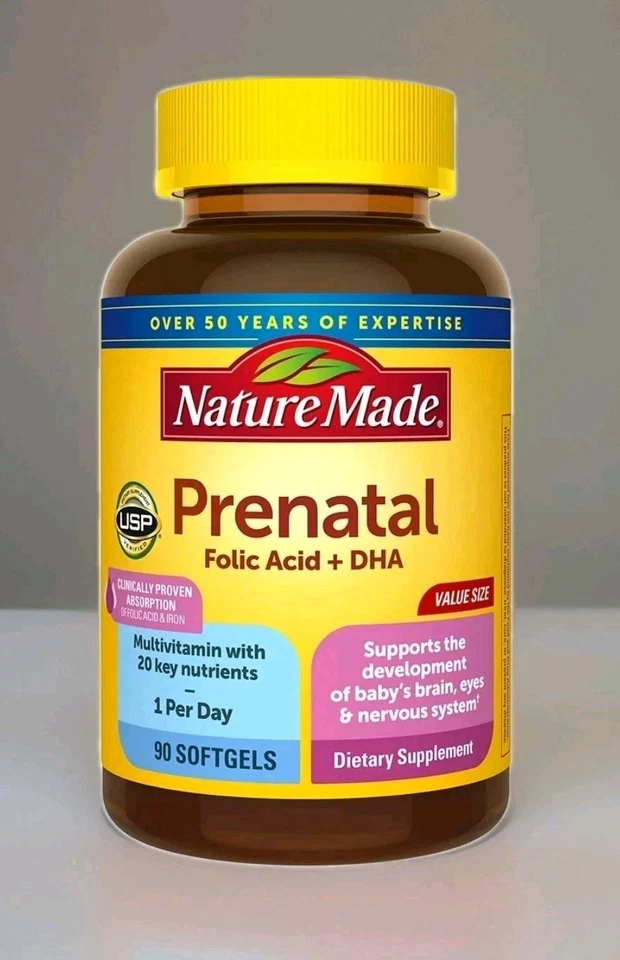Nature Made Prenatal con ácido fólico + cápsulas blandas de DHA, vitamina prenatal 90 unidades  Foto 1 de 1