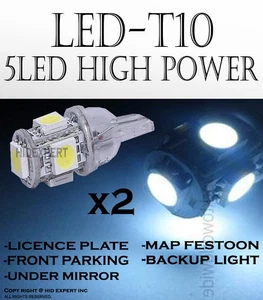 2 pairs T10 5 LED 5050 White Replacement Factory Front Side Marker Bulbs G848 - Picture 1 of 6