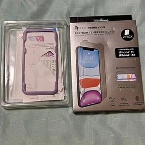 TECH REBELLION: 2 PACK PREMIUM TEMPERED GLASS Screen Protectors For iPhone XR/11 - Picture 1 of 10