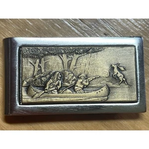 Vintage Duhaven mens money clip. Steel. Hunters canoe. Comes w/ box - Picture 1 of 4