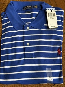 NWT Polo Ralph Lauren Classic Fit Pony Logo Shirt 2XL XXL Blue White Stripes - Picture 1 of 4