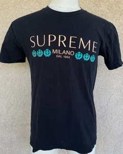 Vintage Supreme Milano Dal 1994 Black Cotton T-Shirt Men's Medium Made in USA - Bild 1 von 4