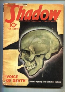 SHADOW Pulp Magazine 1940 Feb 15 STREET AND SMITH-Skull cover - Picture 1 of 2