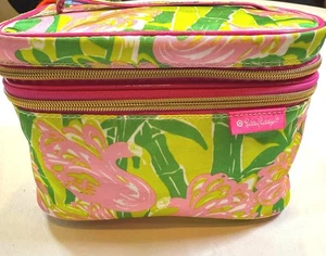 LILLY PULITZER COSMETICS CASE Flamingo Print Makeup Bag Pink Green Target - Picture 1 of 10
