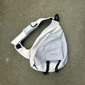 Vintage Y2K Jansport Rucksack Crossbody Sling schwarz Gorpcore zwei Taschen 19x14 - Bild 1 von 7
