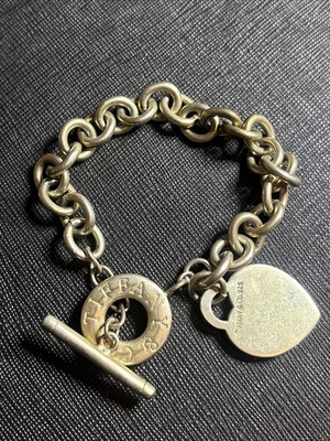 Tiffany & Co Sterling Silver Heart Tag Charm Toggle Clasp Bracelet. 6.5 33.4g - Image 1 of 4