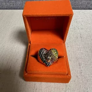 Kurt Geiger London Rainbow Heart Cocktail Ring Sz 9.5 NIB - Picture 1 of 7