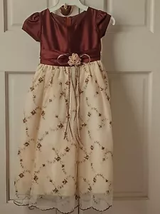 Mädchen Urlaub, Party Stickerei Kleid, braun/beige Größe: 5-6 (5-6 Jahre) - Bild 1 von 1
