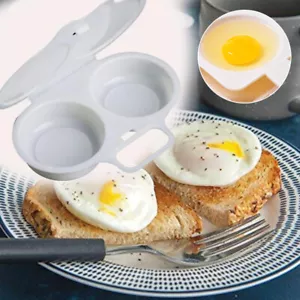 Mikrowelle Doppel Ei Herd Dampf Tasse Perfekt Eier Pochierer Bpa-Frei Kochtopf : - Bild 1 von 8