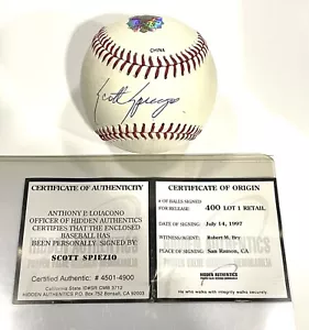 Scott Spiezio Autographed Baseball Anaheim Angels Giants Hidden Authentics w/COA - Picture 1 of 6