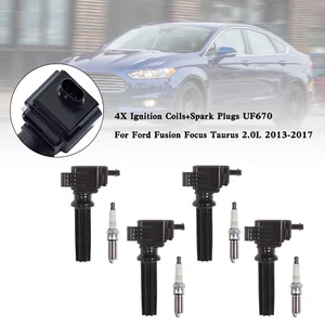 4X Ignition Coils+Spark Plugs UF670 For Ford Fusion Focus Taurus 2.0L 2013-17 - Picture 1 of 10