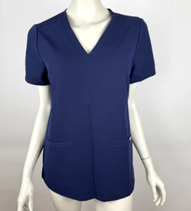 Figs Casma Three-Pocket Scrub Top Women S NWOT Short Sleeve V-neck Pullover Navy - Picture 1 of 14