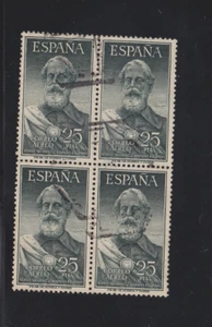 Spain Stamp Sc C145 used Block of 4 1953 25p gray black Miguel Lopez de Legazpi - Picture 1 of 2