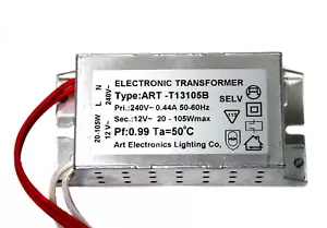 1pc Halogen Electronic Transformer Art-T13105B IN= AC240V Out= AC 12V 20W ~ 105W - Picture 1 of 4