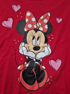 Girls Disney Minnie Mouse T-shirt L (10/12) Red With A Real Cute Minnie NEW - Picture 1 of 5