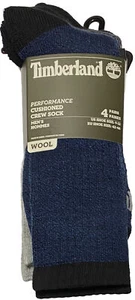 Timberland 4-Pair Men's Performance Cushioned Crew Socks Blue/Gray/Black - Picture 1 of 5