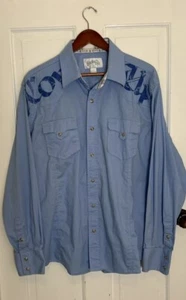 Cowboy Up Pearl Snap Shirt, XL, Light Blue, Graphic Design, Embroidered - Picture 1 of 11