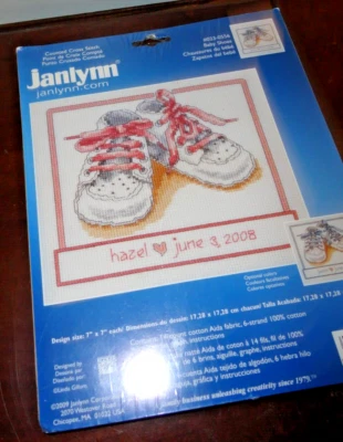 KIT PUNTO DE CRUZ CONTADO JANLYNN BABY ZAPATOS BEBÉ NIÑO/NIÑA #023-0556 TALLA 7" X 7" Foto 1 de 4