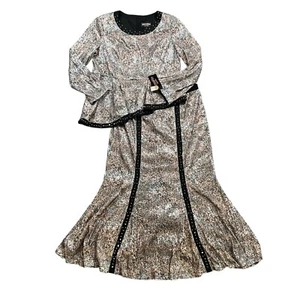 Terramina Collection Skirt Set Womens 16 Sequin Animal Studded Long Sleeve Maxi - Picture 1 of 13