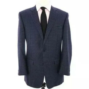 Versace Collection Mens IT54 US44 Blue Plaid 2 Button Blazer Suit Jacket - Picture 1 of 12
