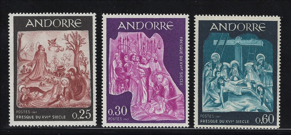 Francés Andorra Scott # 178-180 MNH Frescos 1967 Foto 1 de 1