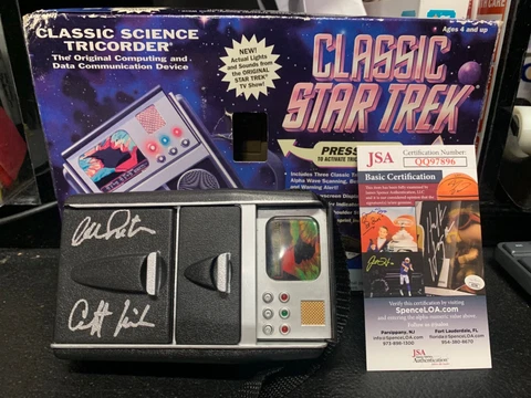 William Shatner Signed Star Trek Classic Science Tricorder Playmates JSA Cover