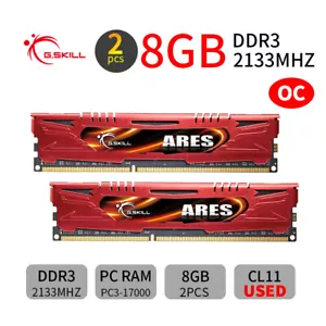 G.Skill Ares 16GB 2x 8GB DDR3 OC 2133MHz PC3-17000U 240Pin Desktop Memory Red UK - Picture 1 of 9