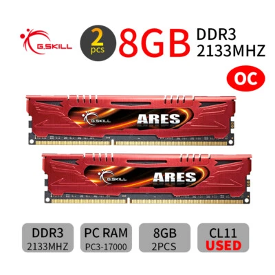 G.Skill Ares 16GB 2x 8GB DDR3 OC 2133MHz PC3-17000U 240Pin Desktop Memory Red UK - Image 1 of 4