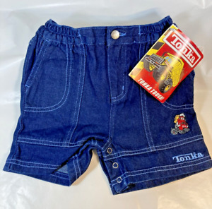 Vintage Hasbro Tonka Boys Denim Jean Shorts Construction Wear Size 24 M