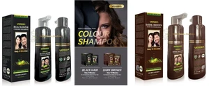 Veinira Black Hair Shampoo Mans colour Women's Dark Drown Dye No Ammonia Ladies