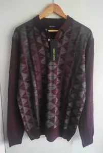 Remus Uomo - Mens Burgundy Patterned Lng Sleeve Polo Shirt.XXL.New,Unworn.Tagged - Picture 1 of 7