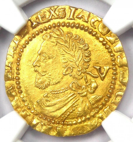 1621 England James I Gold 1/4 Laurel 1/4L Coin. NGC Uncirculated Detail (UNC MS) Cover
