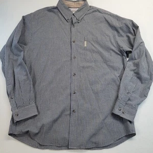 Columbia Mens Long Sleeve Dress Shirt Size Large Square Plaid Pattern Gray Sport - Picture 1 of 9