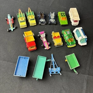 Vintage Matchbox Lot of 16 Vehicles And Trailers 1060-1970s Lesney - Picture 1 of 21
