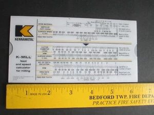Vintage Kennametal Milling Time Machining Calculator Speed Feed 1980 B63 - Picture 1 of 4