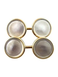 14 Karat Yellow Gold Mother of Pearl Cufflinks #18543 - Picture 1 of 7