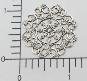 25054 Plata Mate Oxidada Victoriana Redonda Filigrana Joyería Hallazgo - Imagen 1 de 1