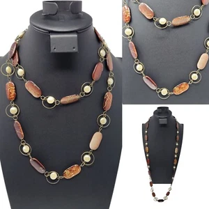 Vintage Artesian Art Glass Faux Pearl 42" Roper Flapper Necklace Coin Faux Pearl - Picture 1 of 13