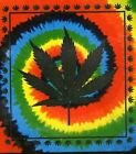 GIANT(90"X100") POT LEAF-Screen Printed on Tie Dyed Cotton/Wall-hanging/Tapestry