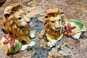 Fitz & Floyd Serengerati Lion Salt & Pepper Shakers vintage rare - Picture 1 of 16