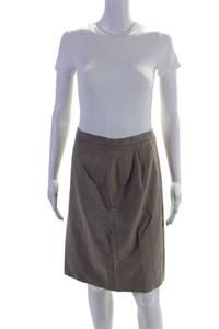 Escada Margaretha Ley Womens Wool Zip Up Knee Length Pencil Skirt Beige Size 38 - Picture 1 of 7