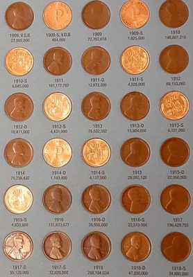 360 lincoln penny set collection 1909 vdb-2024 p d s added bu wheat cent & token - Image 1 of 4