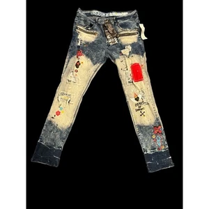 Reason Patchwork 5 Pocket Denim Straight Jeans Men’s Size 36 x 33 - Picture 1 of 11