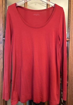 Lilla P длинным рукавом декольте хлопок футболка верхний пуловер туника сожгли Umber L - Изображение 1 из 4