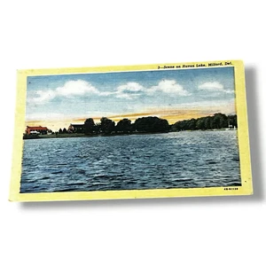 Postkarte Szene auf Haven Lake Milford Delaware Leinenkarte B608 - Bild 1 von 2