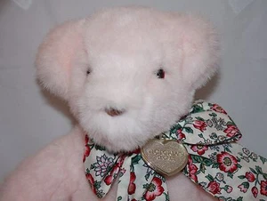 GUND VICTORIA'S SECRET rosa claro oso de peluche etiqueta arco ojos marrones 1992 11 pulgadas - Imagen 1 de 5