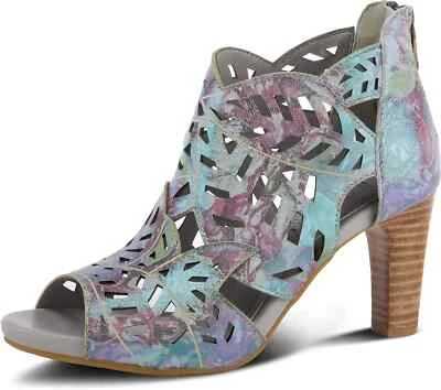 L'Artiste By Spring Step Womens Amora Leather Peep Toe Sandal -- Blue Multi NEW - Image 1 of 4