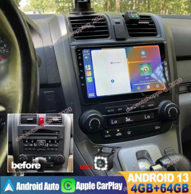 For 2007-2011 Honda CRV Android 13.0 WIFI Apple Carplay Car Stereo Radio GPS+Cam - Image 1 of 4